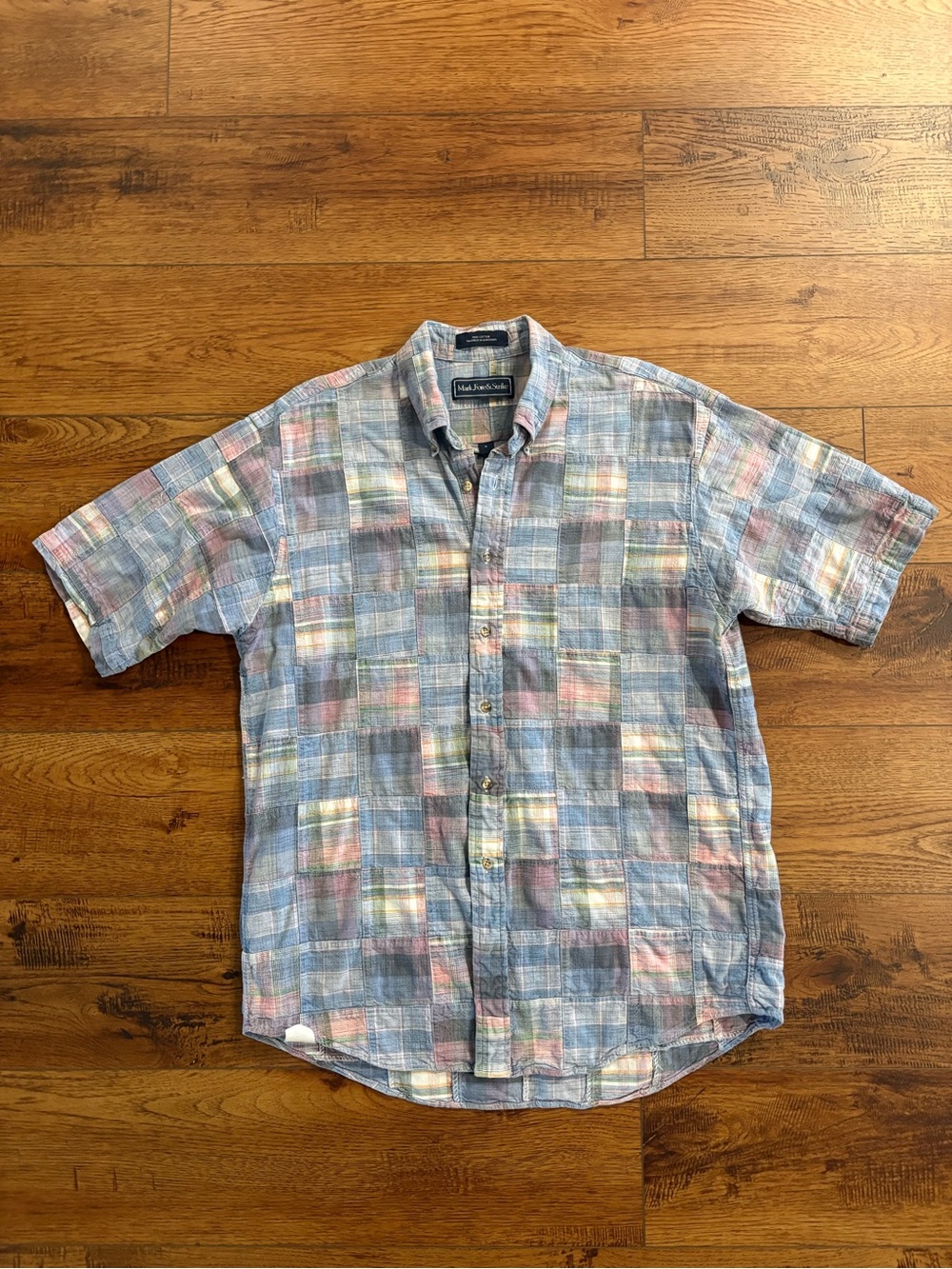 Mark Fore & Strike Men’s L Madras Patchwork Plaid Preppy Shirt